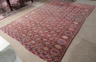 Appraisal: Antique Turkoman Tekke carpet ' x ' Antique Turkoman Tekke