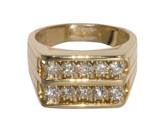 Appraisal: Gentleman's diamond and k yellow gold ring Gentleman's diamond and