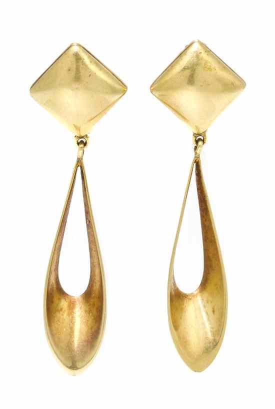 Appraisal: A Pair of Karat Yellow Gold Drop Earrings Italian with