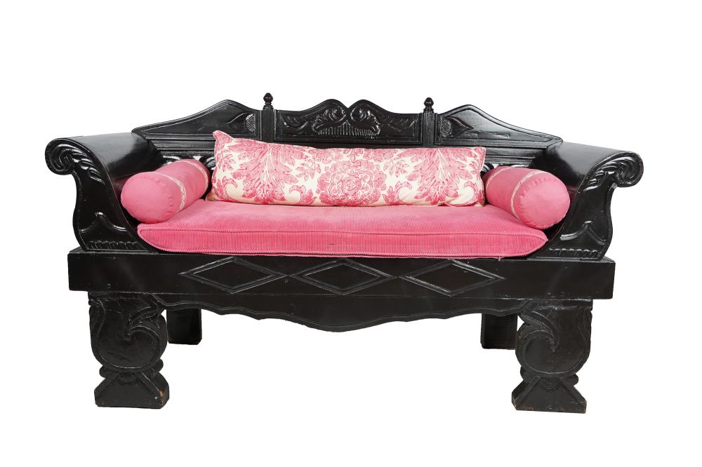 Appraisal: ANGLO-INDIAN STYLE PAINTED SETTEECondition with a hot pink upholstered cushion