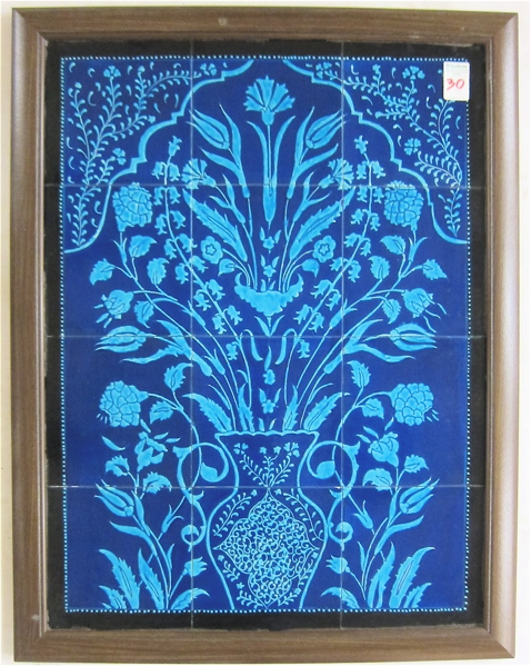 Appraisal: FRAMED SET OF TURKISH IZNIK POTTERY TILES Ottoman Empire style