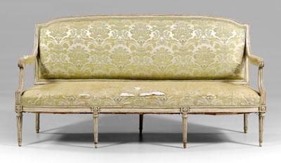 Appraisal: Louis XVI canap eacute beech with gessoed and painted surface