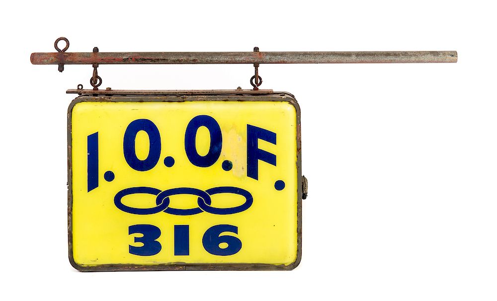 Appraisal: IOOF Odd Fellows Lighted Lodge Sign Measures tall wide Good