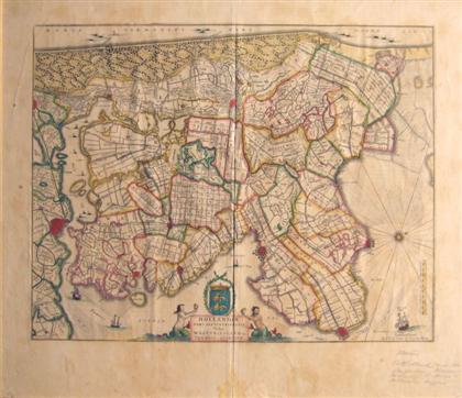 Appraisal: piece Hand-Colored Engraved Map Bleau Willem Joan Hollandiae Pars Septentrionalis