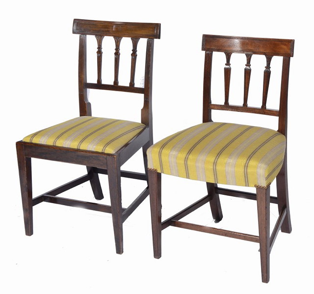 Appraisal: TWO SETS OF FOUR REGENCY MAHOGANY SPADE BACK DINING CHAIRS