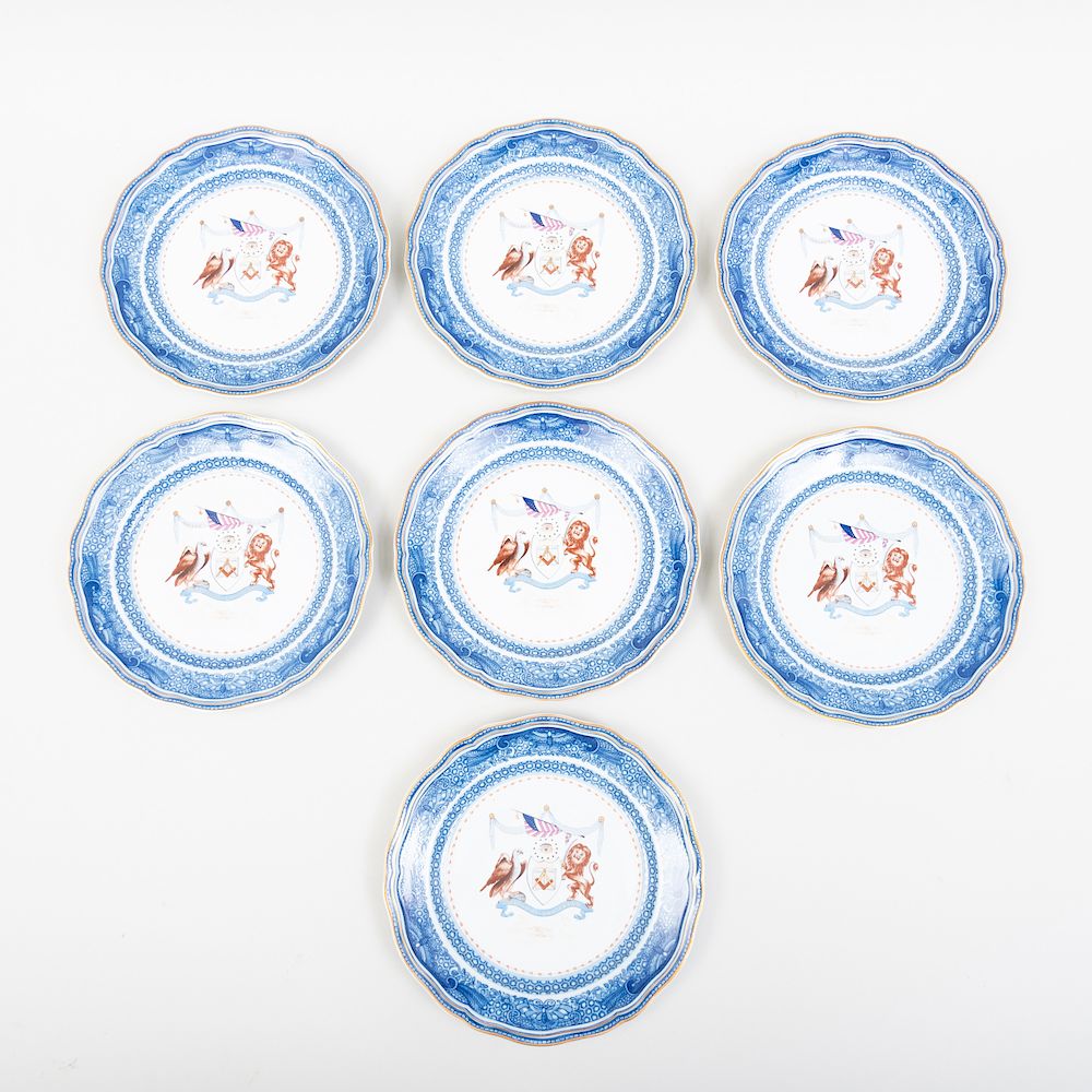 Appraisal: Set of Seven Mottahedeh Porcelain Plates Transfer Printed with Holland