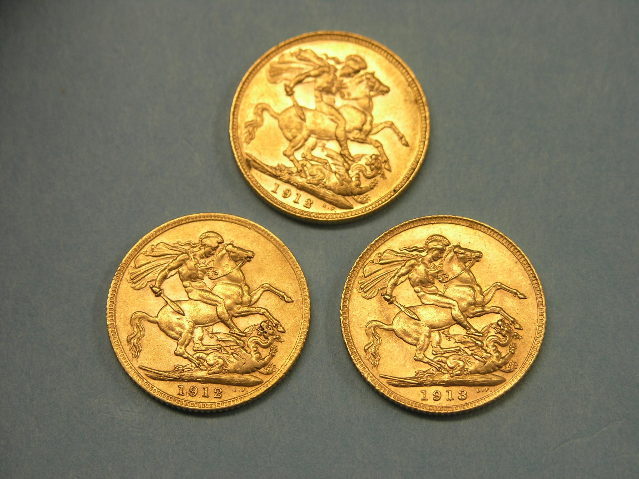 Appraisal: Three gold Sovereigns former Sydney mint