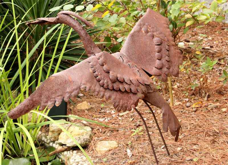 Appraisal: Garden Sculpture of a Craneartist assembled from sheet metal in