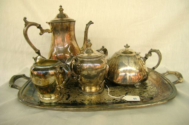 Appraisal: Group of various silver plate serving items including three piece