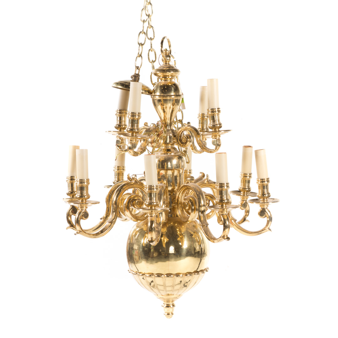 Appraisal: Dutch style brass -light chandelier approx in L Condition Wear