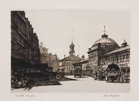 Appraisal: SAMUEL CHAMBERLAIN Three etchings Faneuil Hall Boston Summer Shadows Marblehead