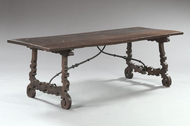 Appraisal: Spanish Provincial Mahogany Guardroom Table late th century the rectangular