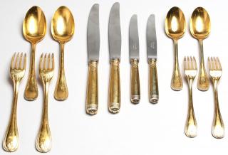 Appraisal: Christofle Gold Two each dinner forks and knives luncheon forks