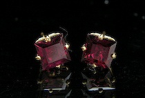 Appraisal: Rhodonite Garnet Stud Earrings Marked k yellow gold stud earrings