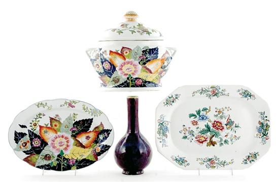 Appraisal: English platter Chinese vase and Tobacco Leaf tureen Copeland Spode