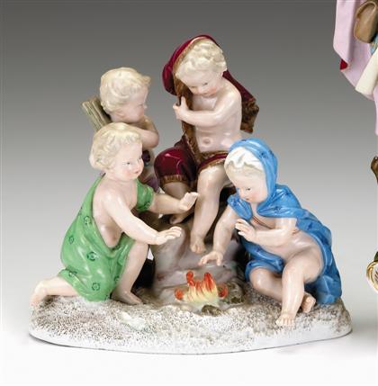 Appraisal: Meissen porcelain figure group emblematic of Winter late th century