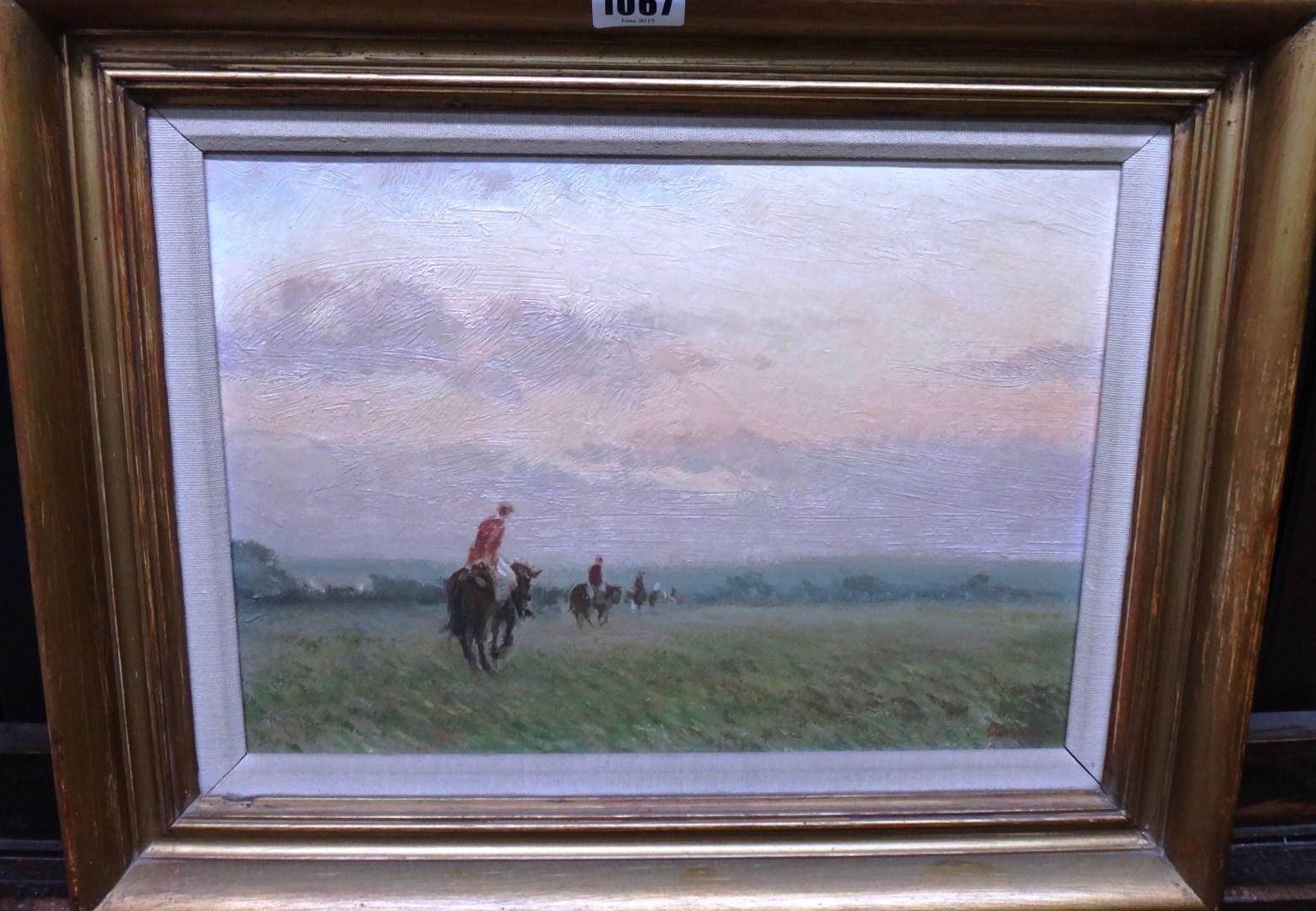 Appraisal: Edward Dawson th century Exercising horses Epsom Downs oil on