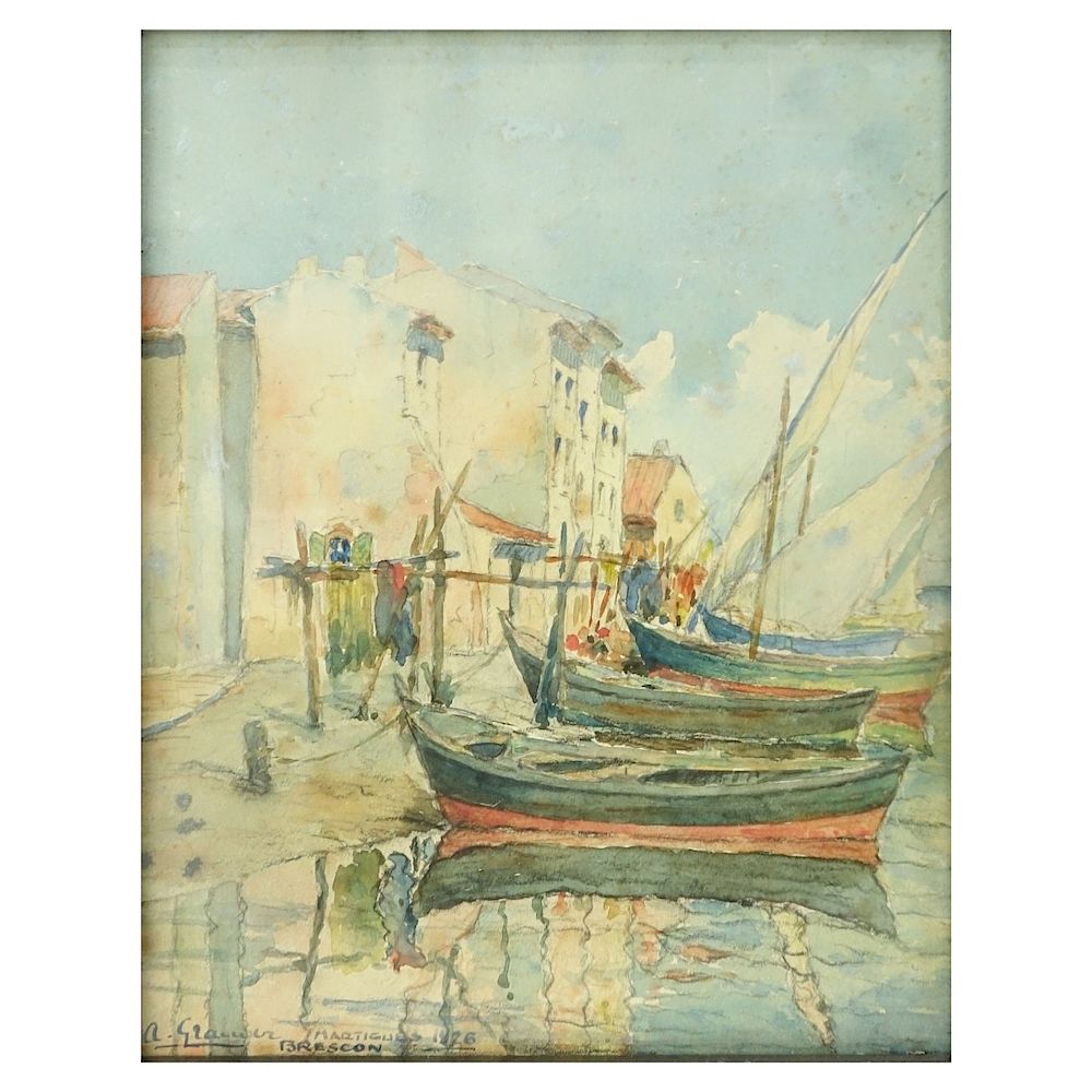 Appraisal: French School Watercolor French School watercolor Quai Brescon Martigues Signed