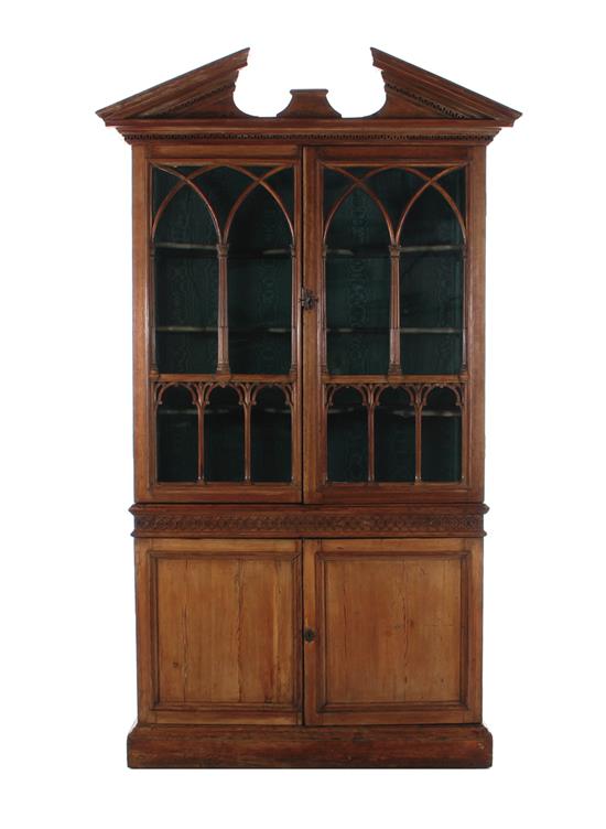 Appraisal: English oak and pine cabinet early mid th century broken-arch