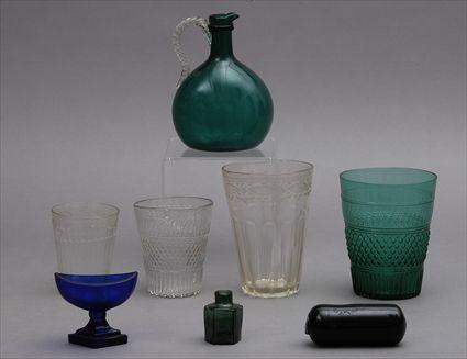 Appraisal: THREE AMERICAN FLIP-GLASS BEAKERS AND FIVE OTHER GLASS ARTICLES The