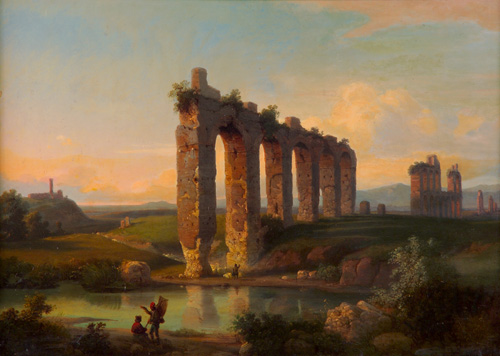 Appraisal: American School Landscape with Ruins th c Oil on panel