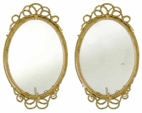 Appraisal: A FINE PAIR OF TH CENTURY GILTWOOD GIRANDOLES Each with