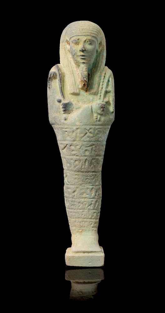 Appraisal: An Egyptian Faience Shabti Height inches An Egyptian Faience Shabti