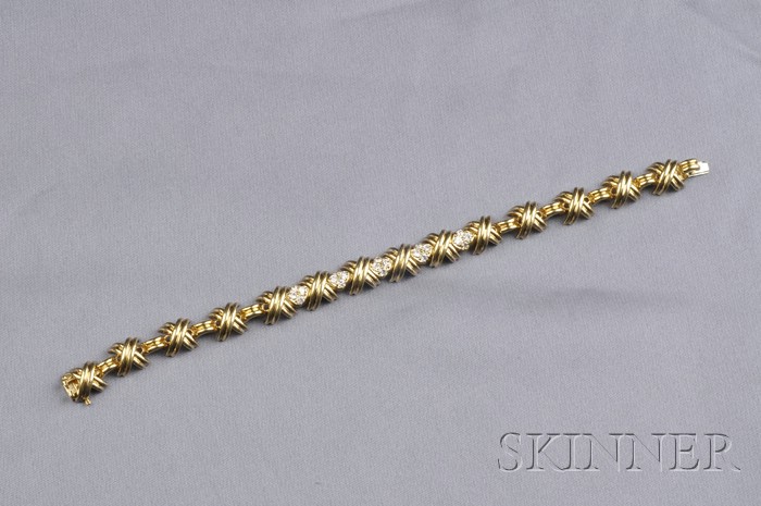 Appraisal: kt Gold and Diamond Bracelet Tiffany Co the X motif