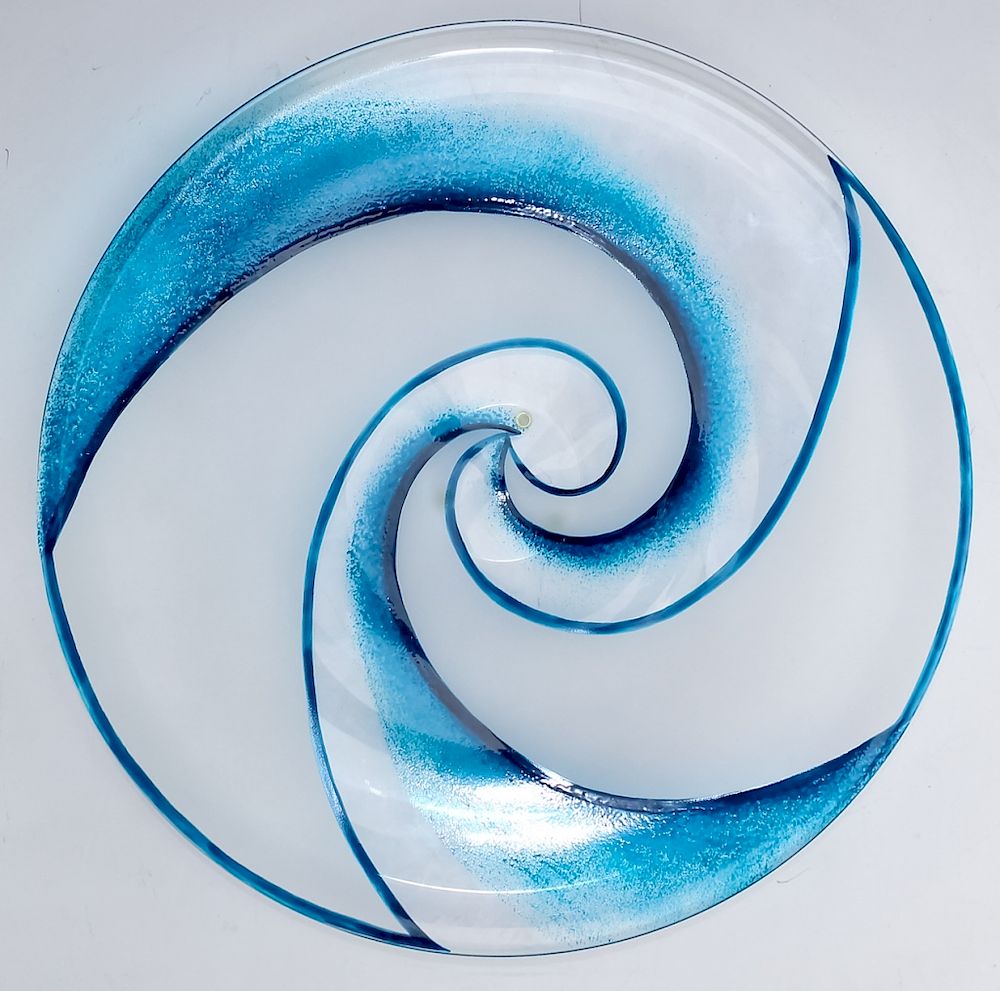 Appraisal: Murano Italian Art Glass Blue Charger Plate SIGNED Vintage Murano