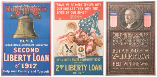 Appraisal: THREE LIBERTY LOAN POSTERS Shall We Be More Tender WIth