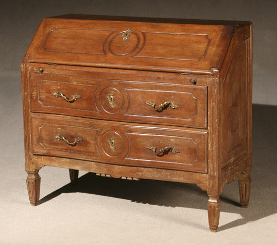 Appraisal: Italian Neoclassical Walnut Slant-Front Serpentine Bureau Predominantly Late th Century