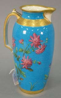 Appraisal: Mintons porcelain handled urn having blue ground with enameled flowers