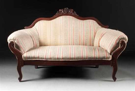 Appraisal: Rococo Revival carved walnut settee mid- th century grape and