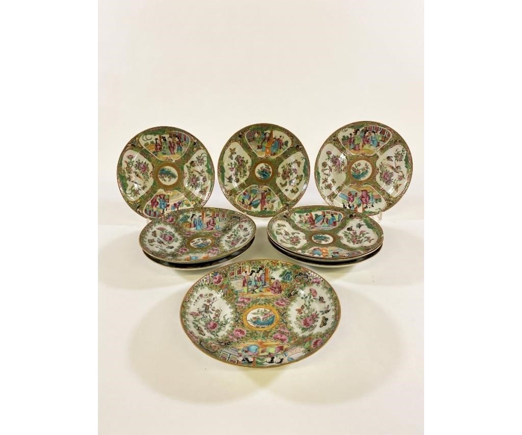 Appraisal: Six Rose Medallion deep plates th c dia together with