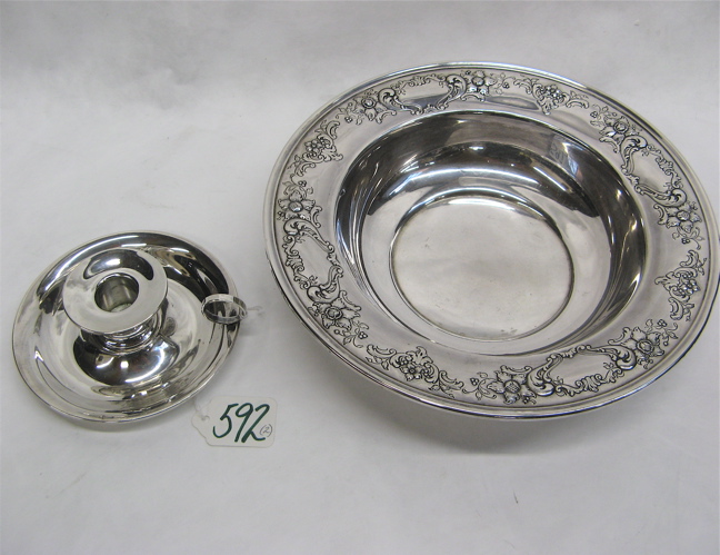 Appraisal: TWO AMERICAN STERLING SILVER PIECES the Gorham bowl having scroll