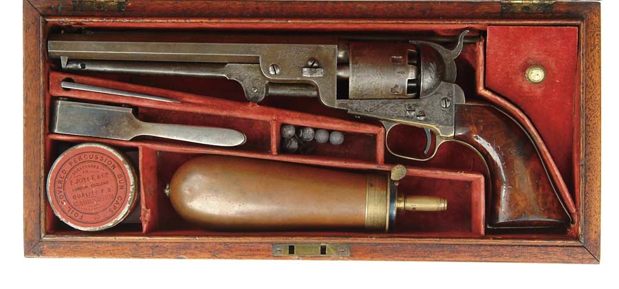 Appraisal: IDENTIFIED CASED ENGRAVED COLT MODEL LONDON NAVY REVOLVER Cal SN