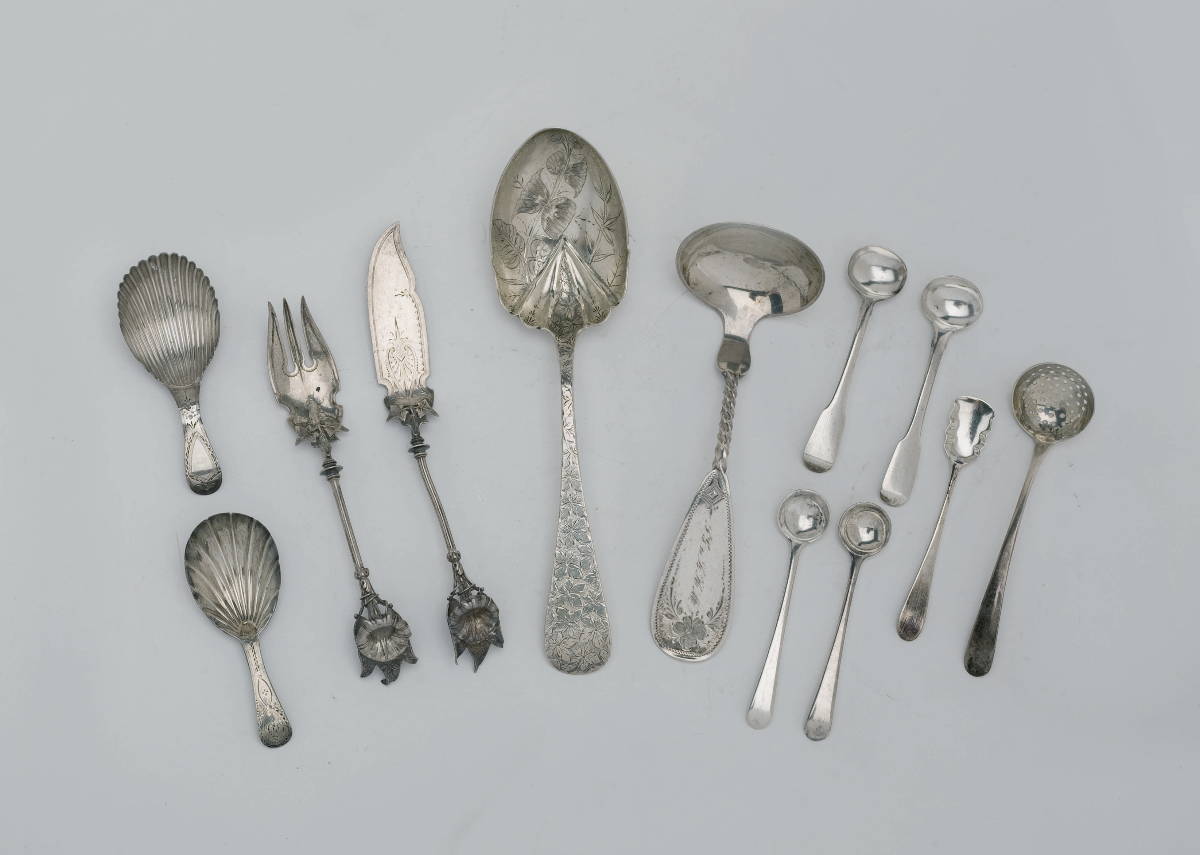 Appraisal: GROUP OF GEORGE III AND AMERICAN SILVER SERVING PIECES LATE