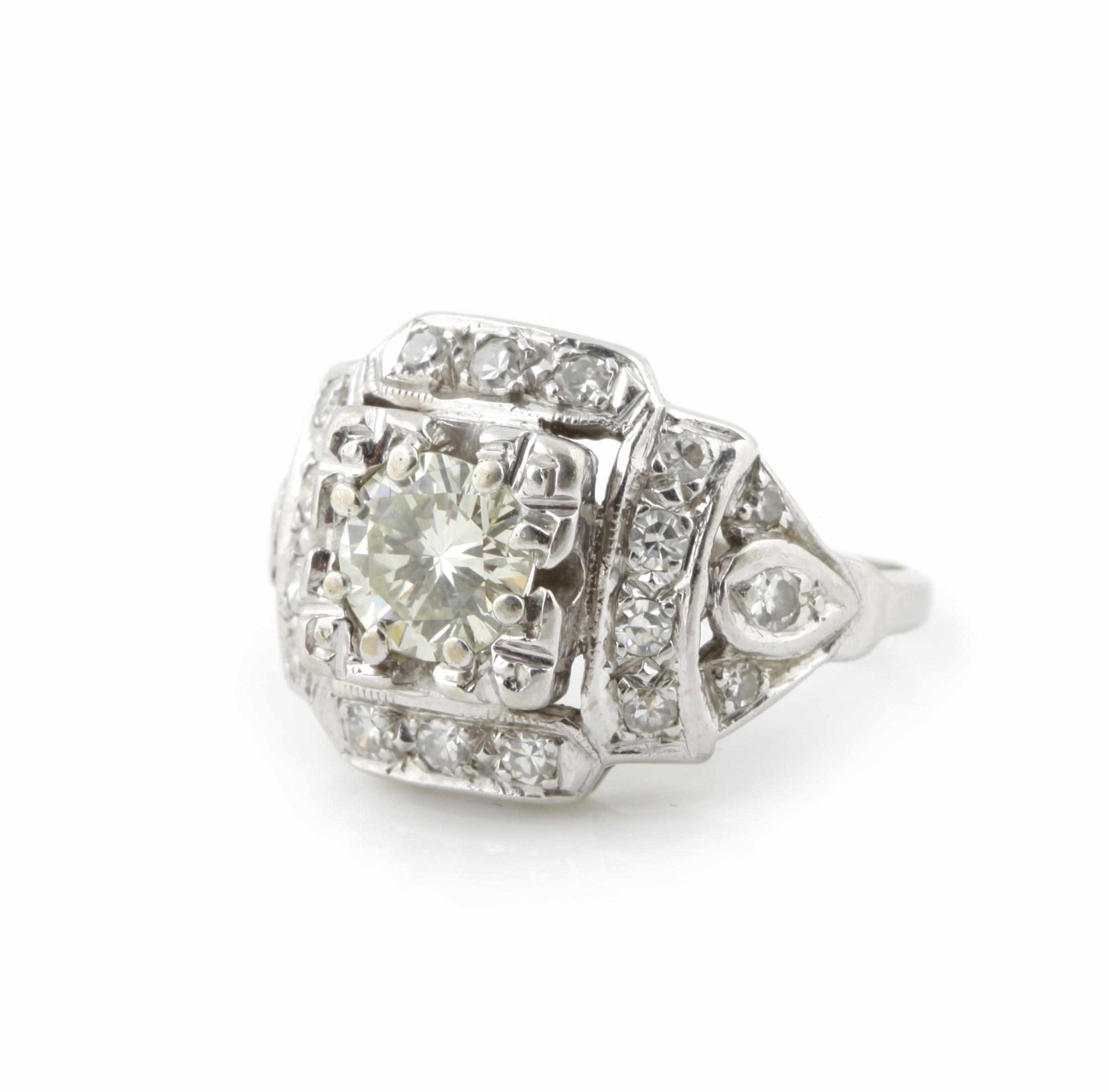 Appraisal: A diamond and white gold ring estimated total diamond weight