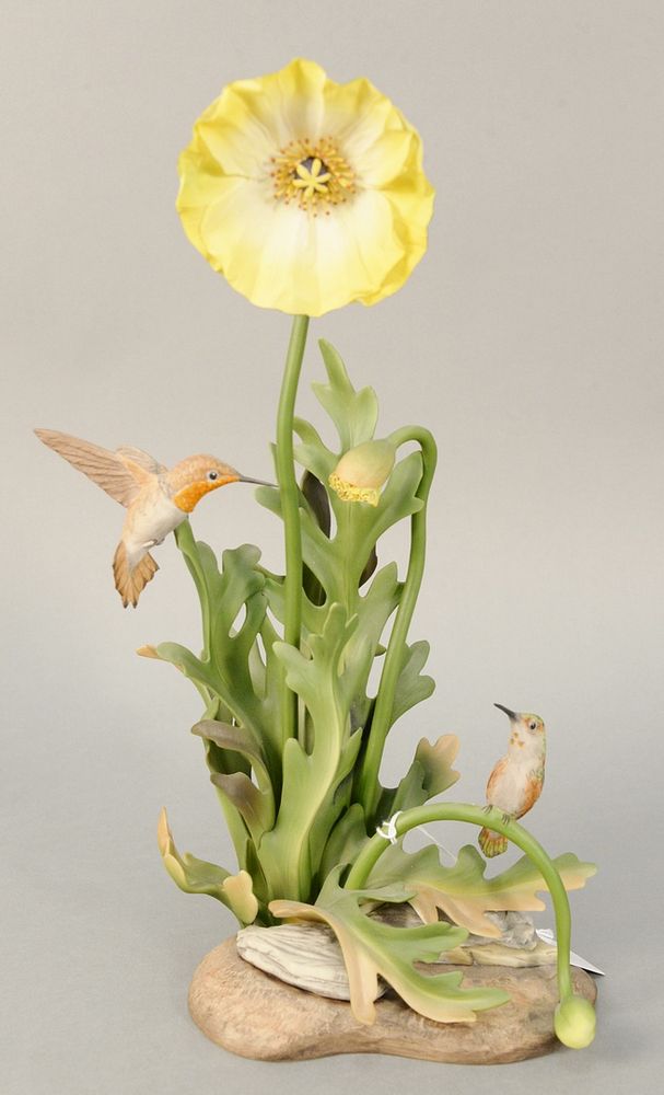 Appraisal: Boehm Rufous Hummingbirds painted porcelain figural group with removable flowers