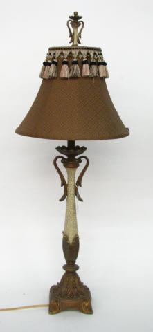 Appraisal: Decorative wood base lamp with leaf motif and faux crazing