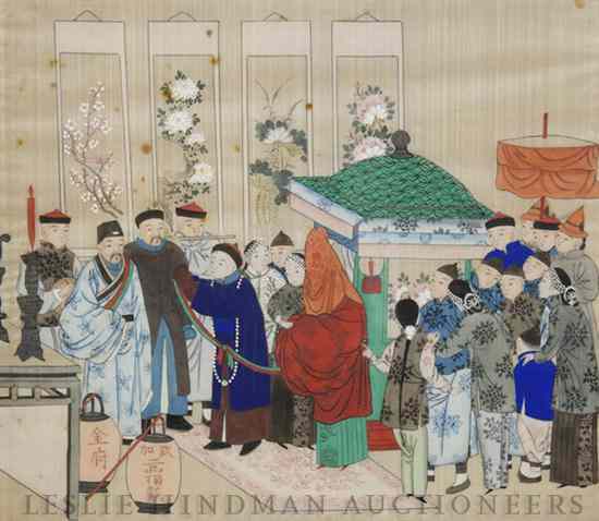 Appraisal: A Chinese Painting on Silk depicting court figures framed Height