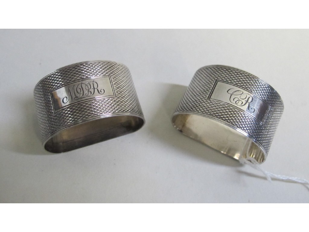 Appraisal: Cased pair of silver napkin rings Birmingham