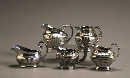 Appraisal: Group of Eight English Silver Lustre Cream Jugs First Half