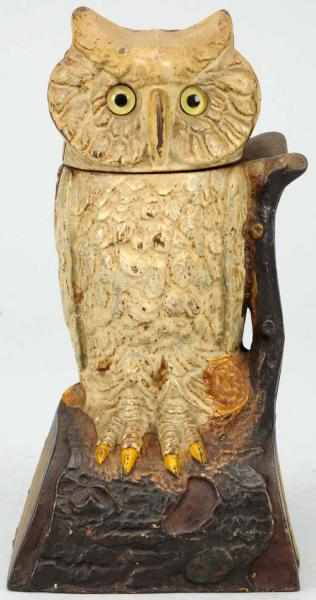 Appraisal: Cast Iron Owl Turns Head Mechanical Bank Manufactured by J