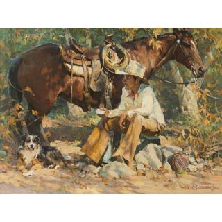 Appraisal: R S Riddick Painting The Shady Rest Framed oil on