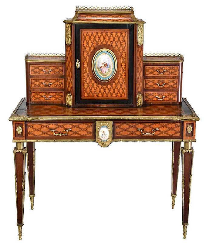 Appraisal: Louis XVI Style Writing Desk French late th century ebonized