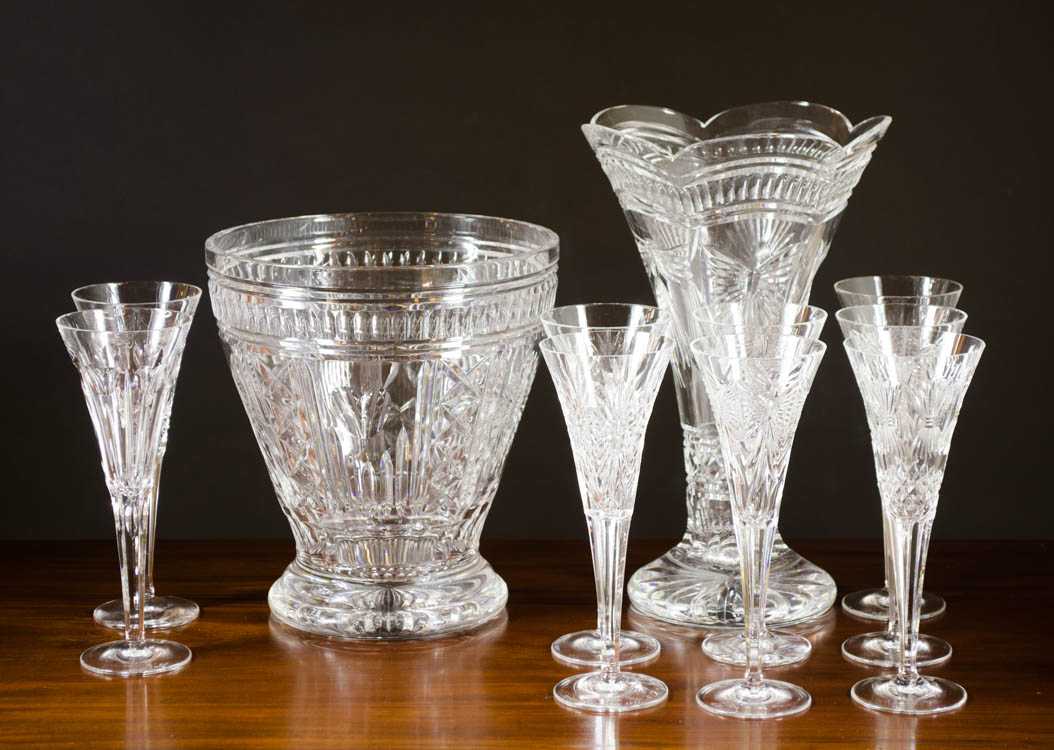 Appraisal: WATERFORD MILLENNIUM COLLECTION CUT CRYSTAL TABLEWARE twelve pieces comprised of