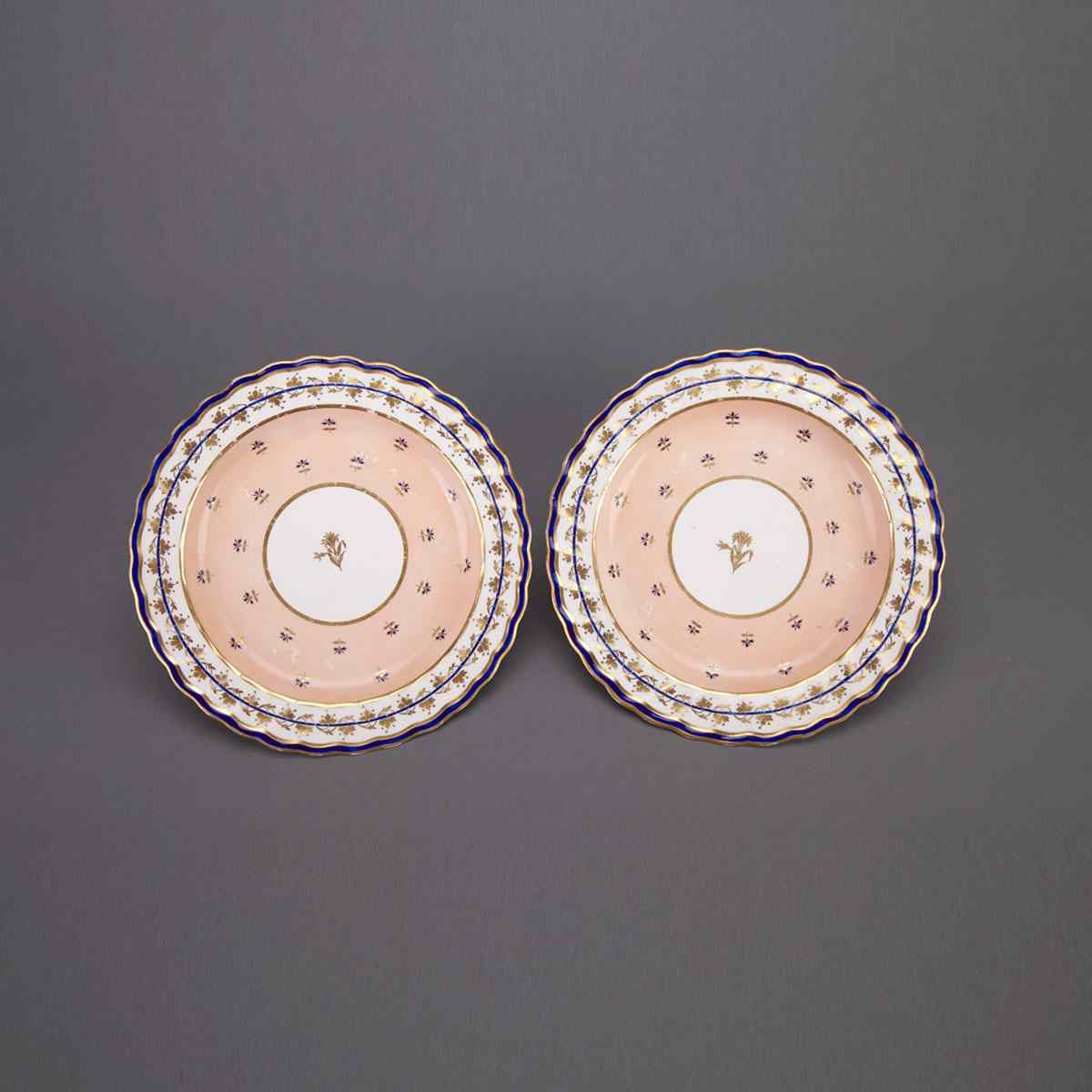 Appraisal: Pair of Derby Plates c diameter cm diameter incised painted