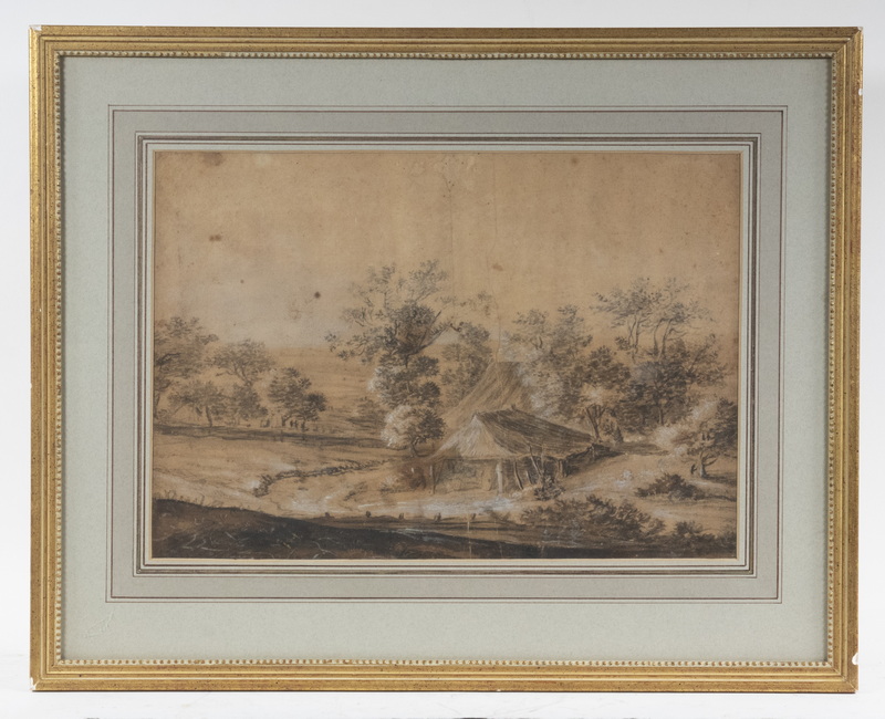 Appraisal: TH C BRITISH LANDSCAPE DRAWING FRAMED A Country Croft charcoal