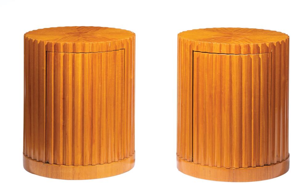 Appraisal: American Modernist Satinwood Columnar Cabinets c designed by David Wider